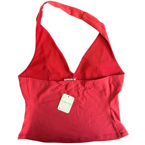 FP FREE PEOPLE INTIMATELY Still Here Halter Top Knit Deep V Red NWT Small - Picture 4 of 5